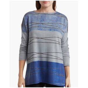 NEW GO COUTURE  Blue Perennial Asymmetric Dolman Sweater Size M FALL